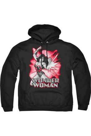 Gildan Justice League of America Wonder Woman Red & Gray Adult Pull Over Hoodie / Hooded Sweatshirt