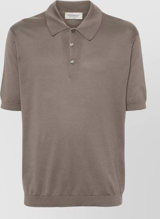 John Smedley cotton knit polo shirt ribbed trims