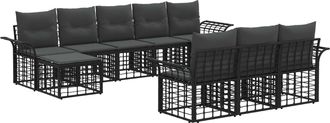 vidaXL Conjunto De Sof&aacute;s De Exterior 10 Uds. Negro Y Gris Oscuro Vidaxl