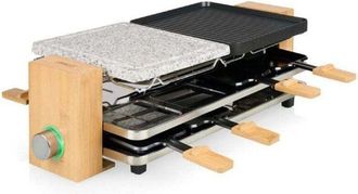 Princess RaclettePure 8, 8 persone, antiaderente, alluminio, nero, grigio, legno, stile classico - Princess