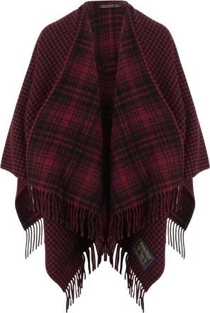 Woolrich Wool Check Cape - Dames - Ponchos - Rood - ONE Size - Wol - Jassen