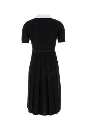 Tory Burch Womens Monogram Dress Black Wool