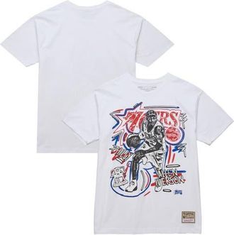 Mitchell & Ness Mens Mitchell & Ness Allen Iverson White Philadelphia 76ers Hardwood Classics Chalked Up T-Shirt at Nordstrom, Size Xx-Large