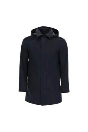 Herno Mens Removable Hood Raincoat In Black