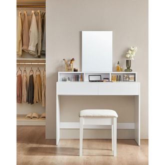 Vasagle Vanity Table Large Mirror 2 Drawers 3 Storage Compartments in White