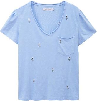 BILLY T Sweet Embroidered Puff Shoulder T-Shirt in Windsurfer Blue at Nordstrom, Size X-Small