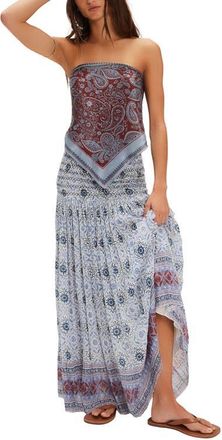Free People Ravenna Tie Dye Gauze Maxi Skirt in Bluebird Combo at Nordstrom, Size X-Small