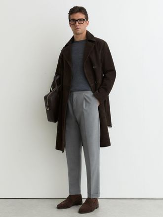 Reiss Light Grey Promise Side-adjuster Tailored-fit Suit Trousers Wool-blend, 36