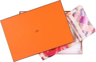 Herm&egrave;s Brides de Gala Marble Silk Dossard Scarf - Pink, White and Blue