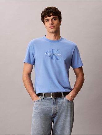 Calvin Klein Jeans Calvin Klein Mens Acid Wash Monologo Tee - Blue - 2XL
