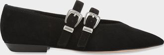 Veronica Beard Bancroft Buckles Suede Mary Jane Ballerina Flats