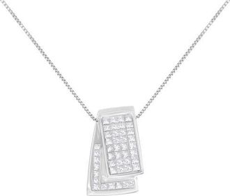 House of Brilliance 14K Gold 1.0 Cttw Princess Cut Diamond Foldover Box Pendant Necklace in White at Nordstrom