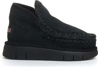 Mou Winter Boots, female, Black, Size: 7 US Black Suede Bounce Eskimo Boots