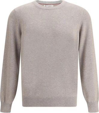 Brunello Cucinelli Kasjmiertrui met Monochroom Patroon - Heren - Cashmere truien - Grijs - XL - Kasjmier - Truien & Vesten