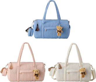 Generic Quilted Travel Bag with Top Handle Tote Bag Trendy Shoulder Bag for Women (Blue)