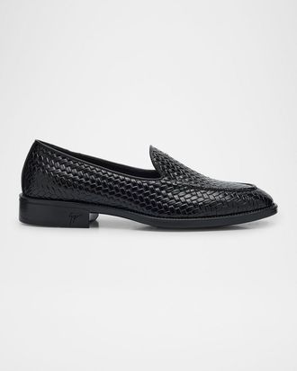 Giuseppe Zanotti Mens Sorrento 15 Woven Leather Loafers