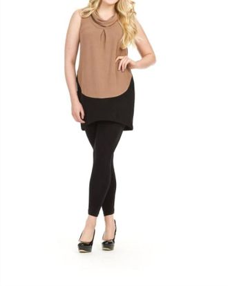 Papillon Color Block Cowl-Neck Sweater Dress In Camel/black