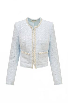 LoveShackFancy Womens Kelli Long Sleeve Jacket In Blue
