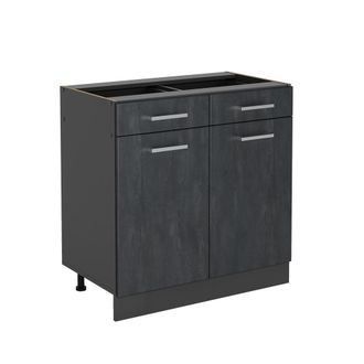 Vicco Mueble Bajo De Cocina R-line, Hormig&oacute;n Negro, 80 Cm Sin Encimera