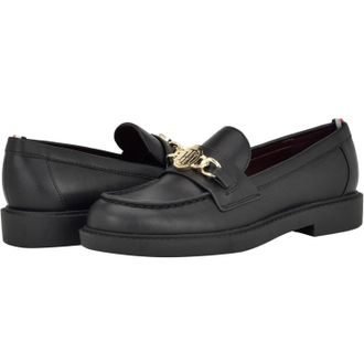 Tommy Hilfiger Terina Loafers Womens M Black Round Toe Slip On HTAT820