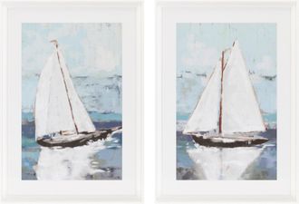 Melrose International Framed Sail Boat Print (Set of 2) - Blue, White
