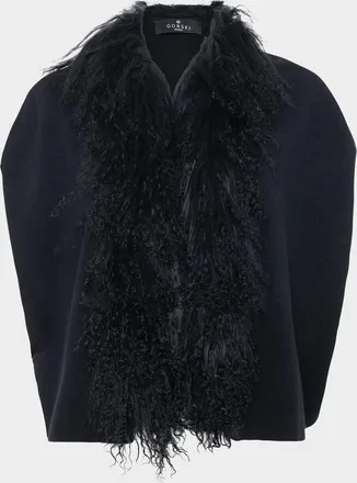 Gorski Merino Wool-Blend Cape with Select Mongolian Trim