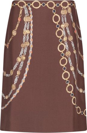 Versace Multicolor Printed Silk Midi Skirt