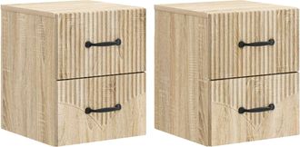 vidaXL Mesita De Noche De Pared 2 Uds. Roble Sonoma 34,5 X 33 X 40 Cm Vidaxl