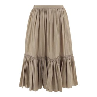 Jil Sander Maxi Skirts, female, Beige, Size: S Cotton Skirt with Striped Pattern