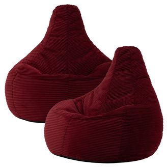 Icon Brand Set de 2 pufs reclinable en respaldo alto y pana rojo burdeos