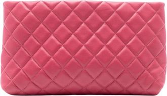 Chanel Pre-owned Quilted Leather Clutch - Dames - Vintage Clutch - Roze - ONE Size - Leer - Vintage