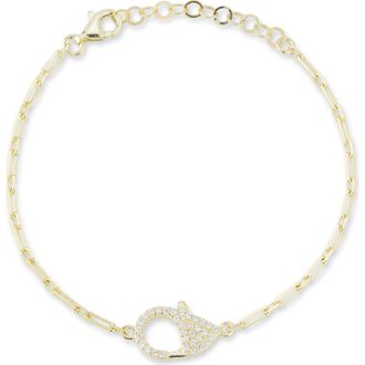 Sphera Milano Pav&eacute; Cubic Zirconia Clasp Chain Bracelet in Gold at Nordstrom Rack