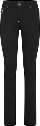 Philipp Plein logo-appliqu&eacute; skinny jeans - women - Lyocell/Elastomultiester/Cotton/Spandex/Elastane/Acetate/Wool/Polyester/Polyamide - 26 - Black