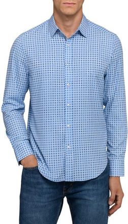 Brooklyn Brigade Faded Dot Print Woven Long Sleeve Basic in Dusty Blue at Nordstrom, Size Xx-Large