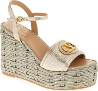 Valentino Garavani VLOGO Wedge Platform Sandal in Platino at Nordstrom, Size 12Us