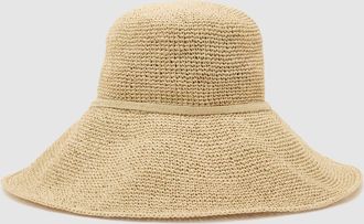 Reiss Natural Straw-effect Beaded-strap Hat, S & M