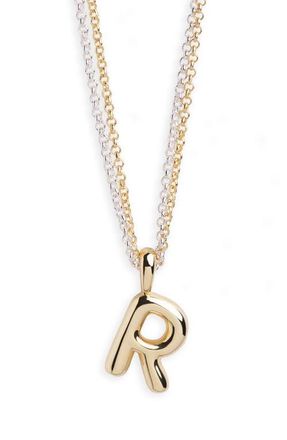 Argento Vivo Puffy A Initial Pendant Necklace in Two Tone at Nordstrom