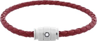 Montblanc Montblanc Meisterstuck Steel & Russet Leather Bracelet, Size 63