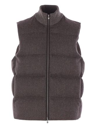 Agnona padded gilet - men - Wool/Cashmere/Polyester - 52 - Brown