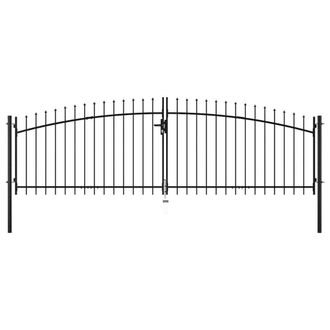 Berkfield Home Double Door Fence Gate with Spear Top 400x150 cm in Black