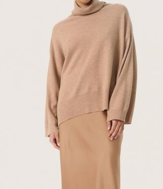 Soaked In Luxury Molina Loose Fit Rollneck Pullover Sweater In Burro Melange