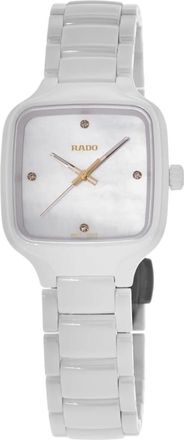 Rado TRUE Square Diamonds White Mother of Pearl Dial Ceramic Womens Watch R27072902