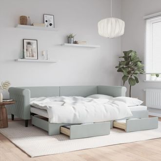 vidaXL Vidaxl - Sof&aacute; Cama Nido Con Cajones Terciopelo Gris Claro 90x200 Cm
