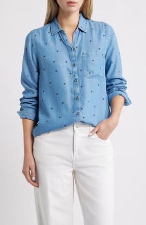 Beach Lunch Lounge Cassie Chambray Button-Up Shirt in Dark Hearts at Nordstrom Rack, Size X-Large