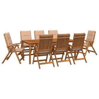 vidaXL Conjunto De Comedor De Jard&iacute;n De 9 Piezas Natural Vidaxl
