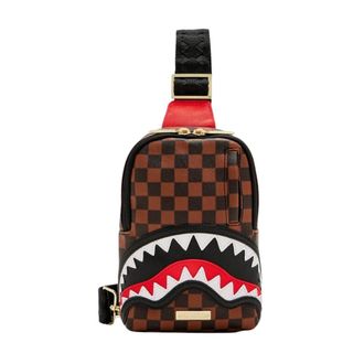 Sprayground Cross Body Bags, female, Brown, Size: ONE SIZE Sawtooth Sharks in Paris Sling Bag