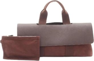Hermès Pre-owned Handbags, male, Brown, Size: ONE SIZE Pre-owned Valparaiso Long MM Toile Chevron Handbag