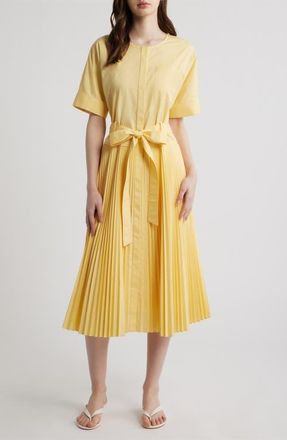 Kobi Halperin Loretta Pleated Midi Dress in Chamomille at Nordstrom, Size Xx-Large