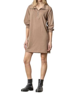 Lilla P Half Zip Dress In Shiitake
