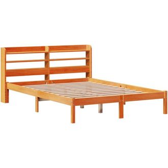 vidaXL Vidaxl - Estructura Cama Con Cabecero Madera Pino Marr&oacute;n Cera 150x200 Cm
